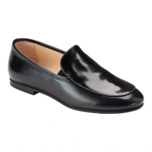 1346 - Black Polished Leather Flat Loafer for Boy by London Kids