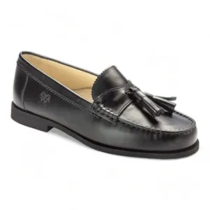 2524 - Black Polished Leather Hard Loafer for Girl by London Kids