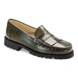 2637 - Green Polished Leather Hard Loafer for Girl/Boy by London Kids