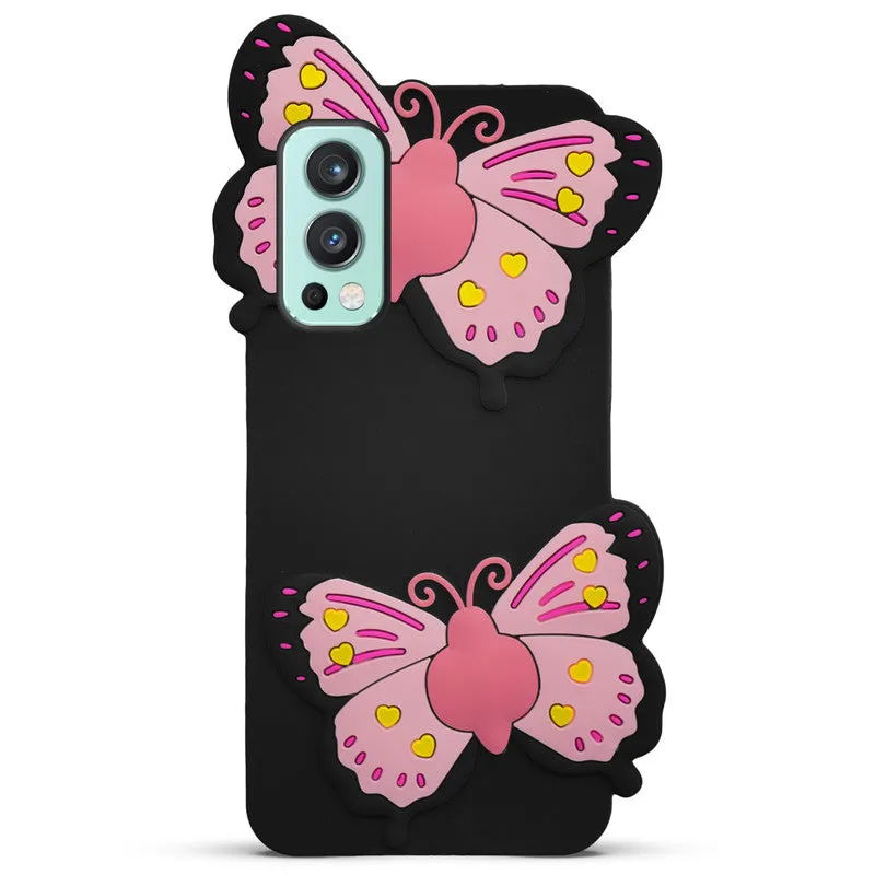 3D Vibrant Butterfly Silicone Phone Case For OnePlus Nord 2 5G