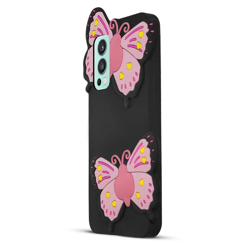 3D Vibrant Butterfly Silicone Phone Case For OnePlus Nord 2 5G