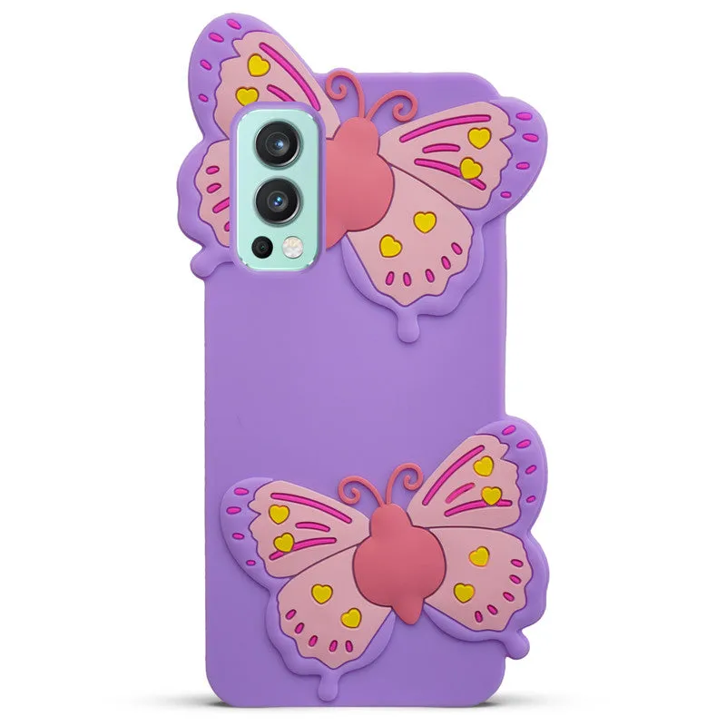 3D Vibrant Butterfly Silicone Phone Case For OnePlus Nord 2 5G