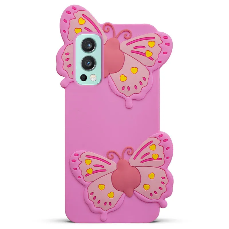 3D Vibrant Butterfly Silicone Phone Case For OnePlus Nord 2 5G