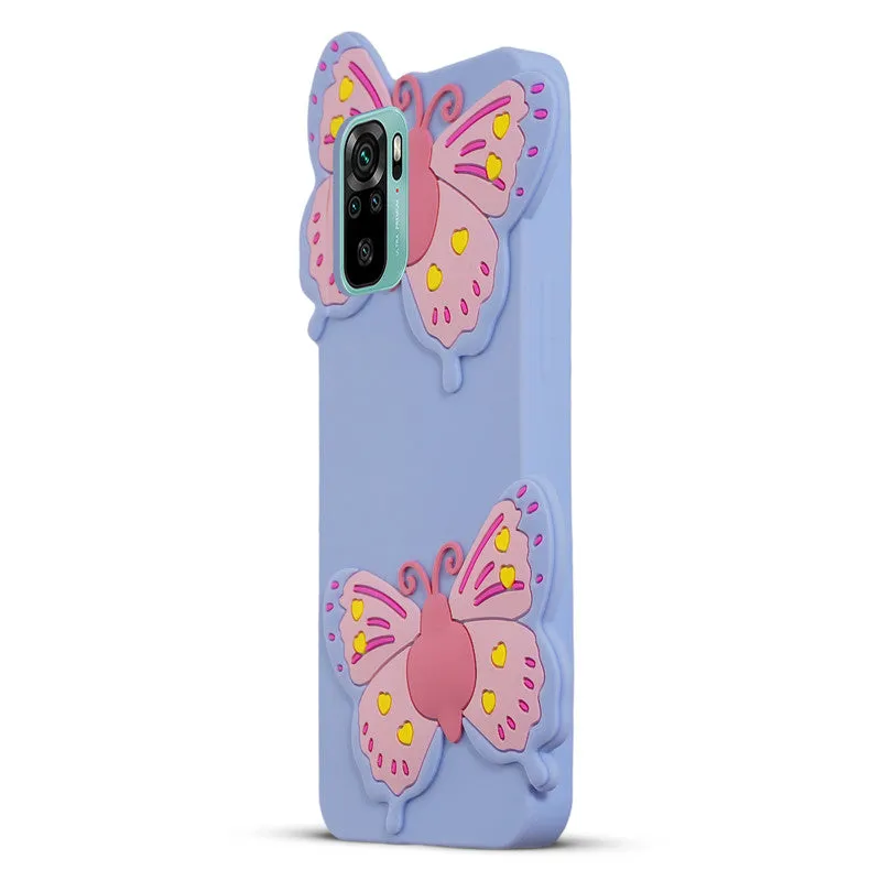 3D Vibrant Butterfly Silicone Phone Case For Redmi Note 10