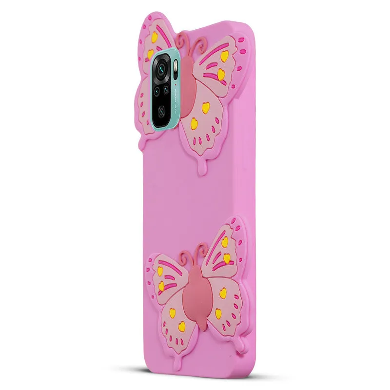 3D Vibrant Butterfly Silicone Phone Case For Redmi Note 10