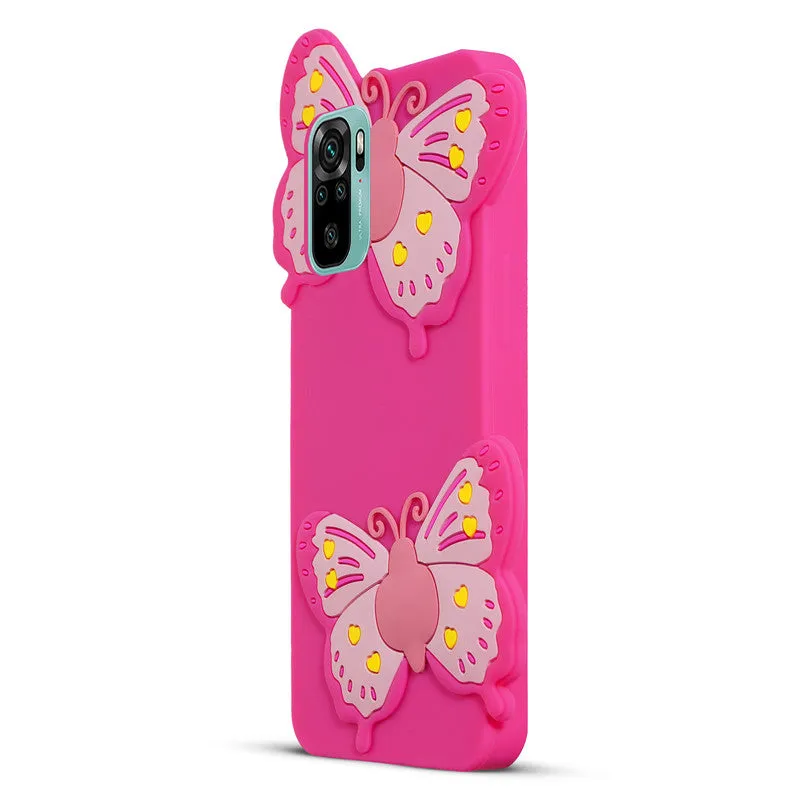 3D Vibrant Butterfly Silicone Phone Case For Redmi Note 10