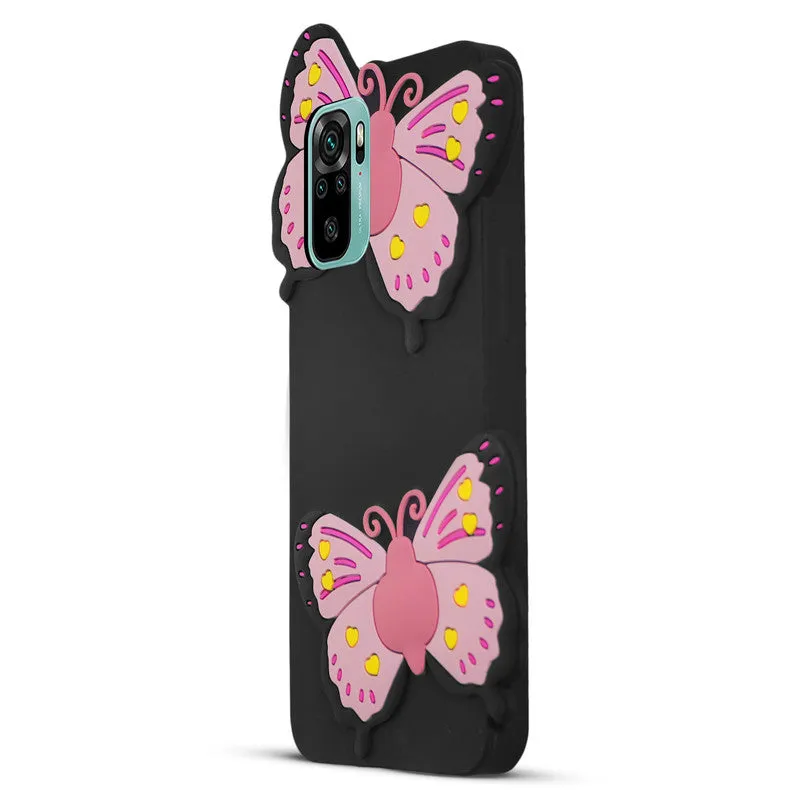 3D Vibrant Butterfly Silicone Phone Case For Redmi Note 10