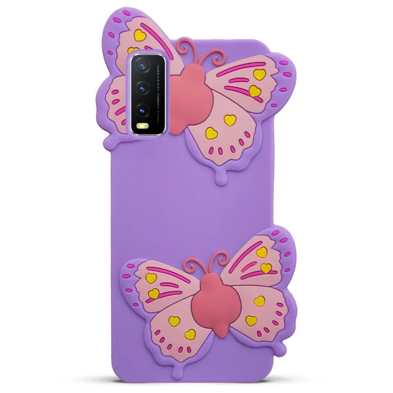 3D Vibrant Butterfly Silicone Phone Case For Vivo Y20 2021