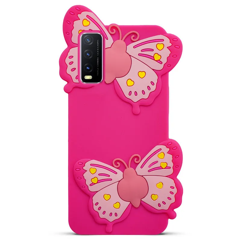 3D Vibrant Butterfly Silicone Phone Case For Vivo Y20 2021