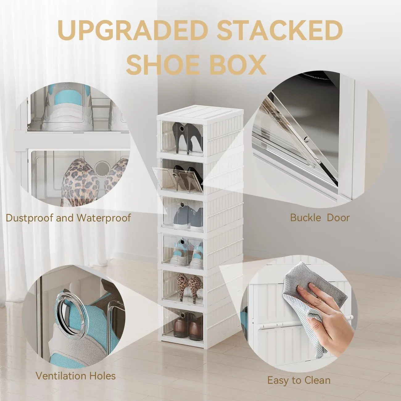 5 Layer Door Foldable Shoe Rack With Dustproof Stand