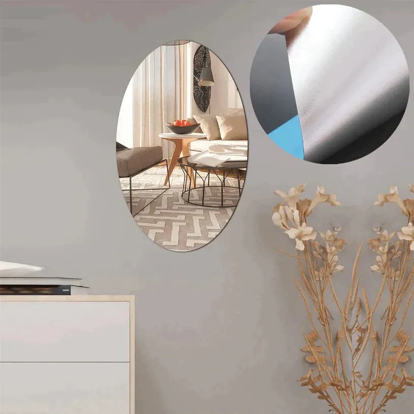 9053 10PC BIG OVAL ADHESIVE-BATHROOM-MIRROR-WALL