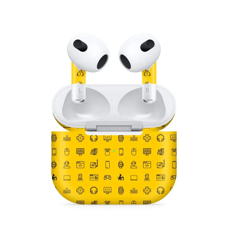 Airpods 3 Tech Icons Yellow Skin