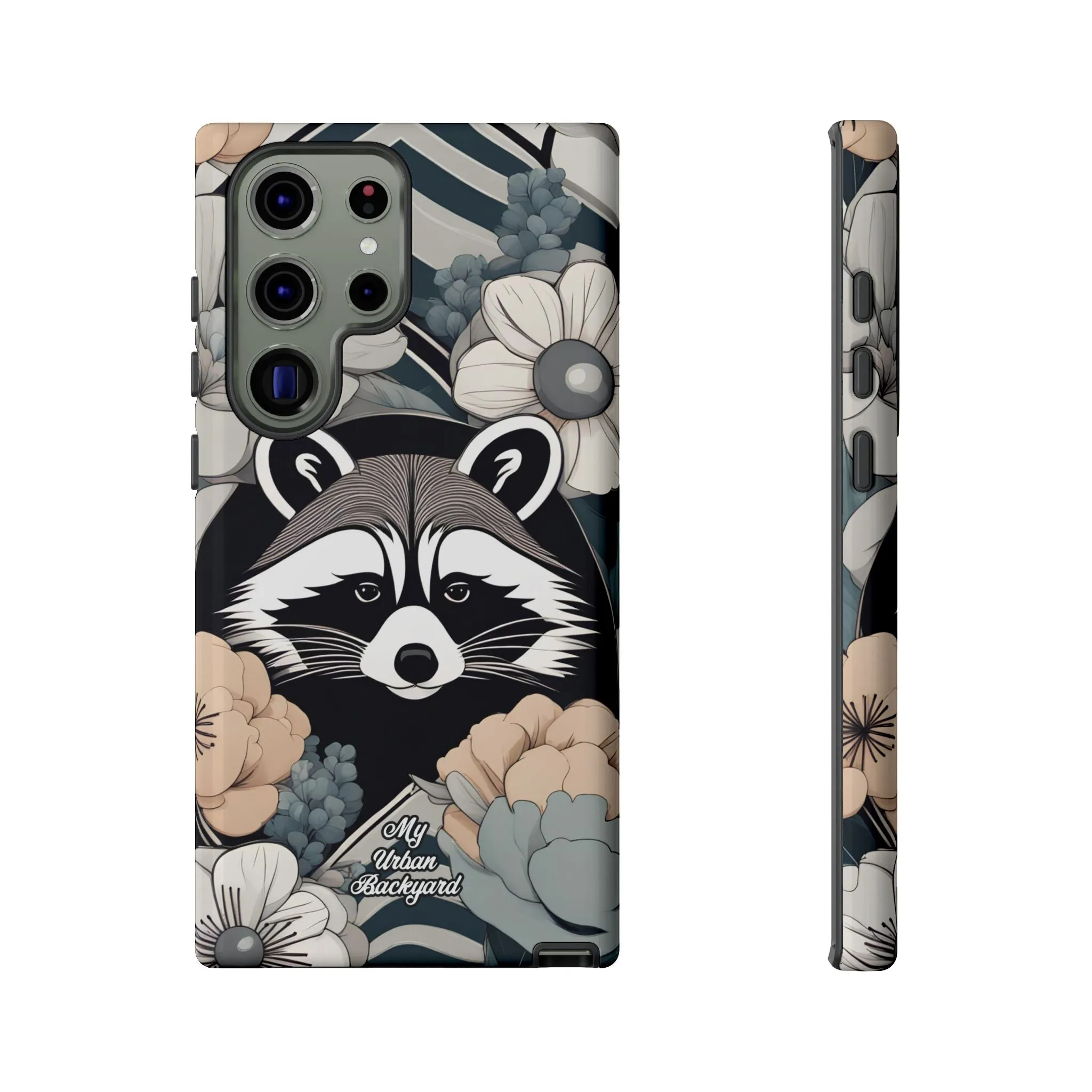 Art Deco Raccoon with Flowers, Cell Phone Case - Apple, Samsung, or Google Pixel