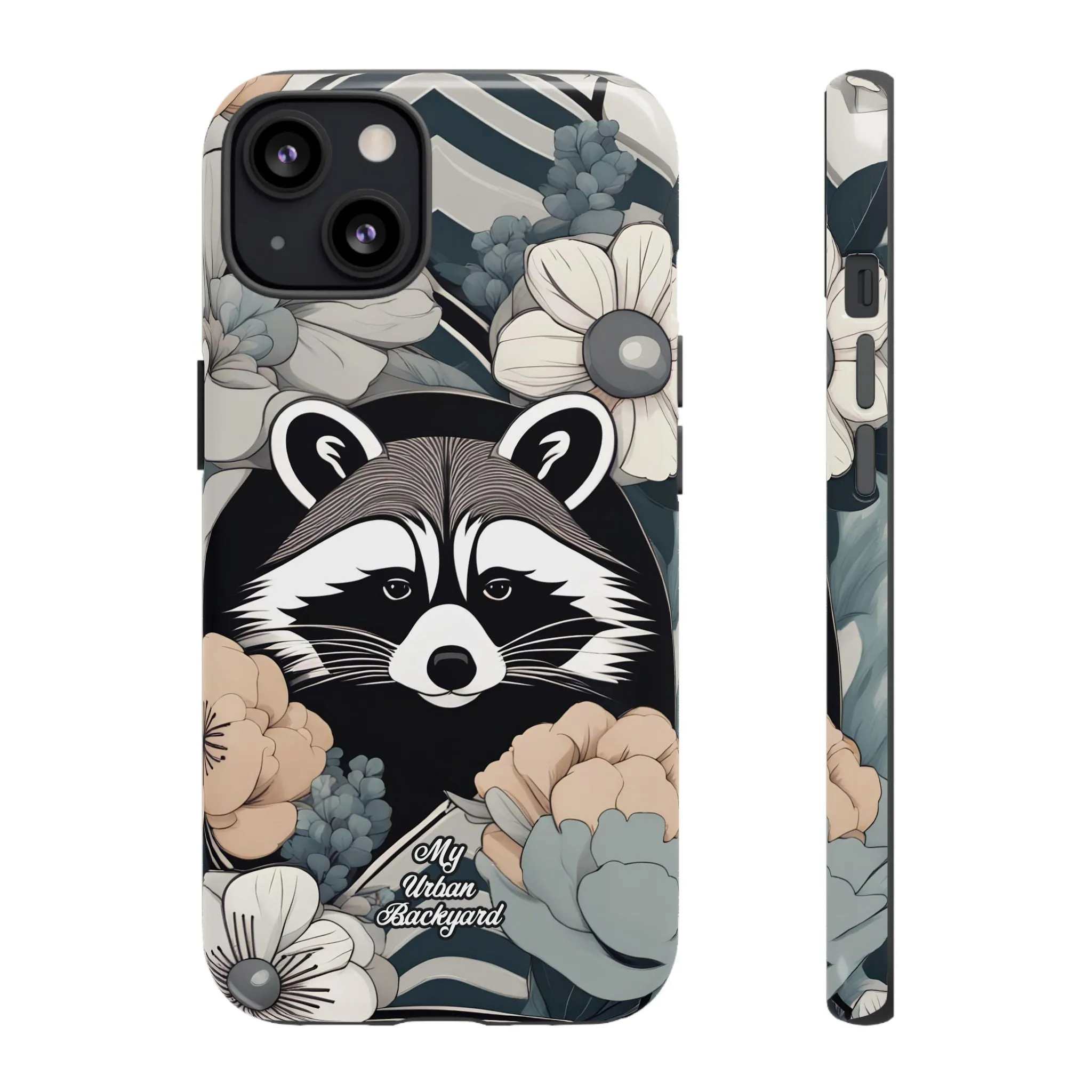 Art Deco Raccoon with Flowers, Cell Phone Case - Apple, Samsung, or Google Pixel