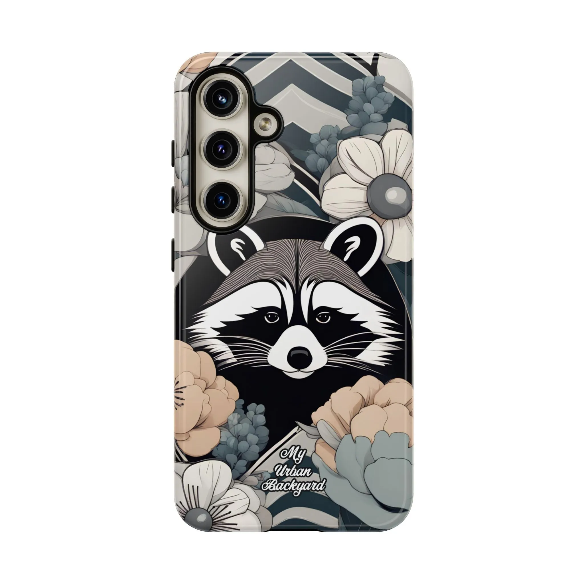 Art Deco Raccoon with Flowers, Cell Phone Case - Apple, Samsung, or Google Pixel