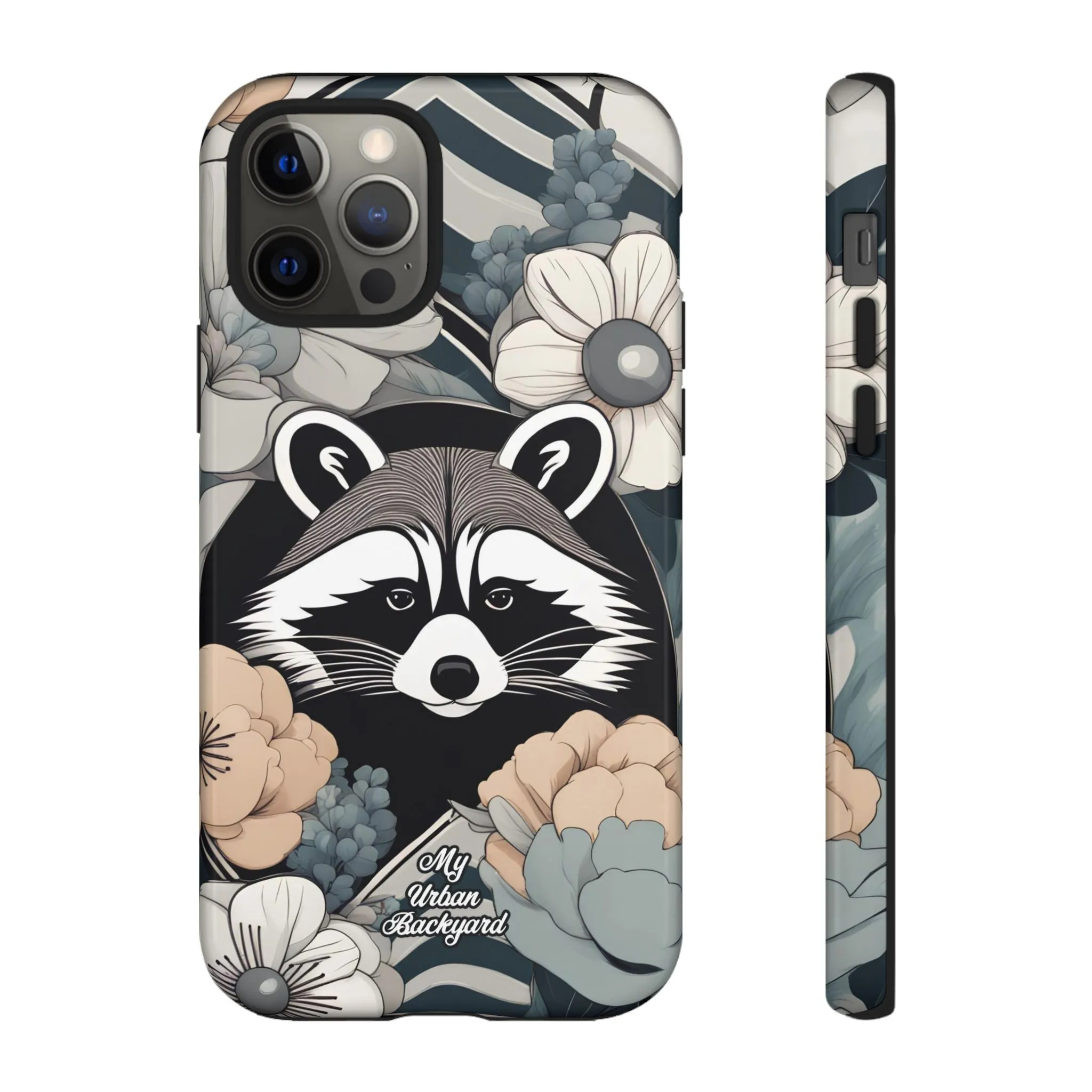 Art Deco Raccoon with Flowers, Cell Phone Case - Apple, Samsung, or Google Pixel