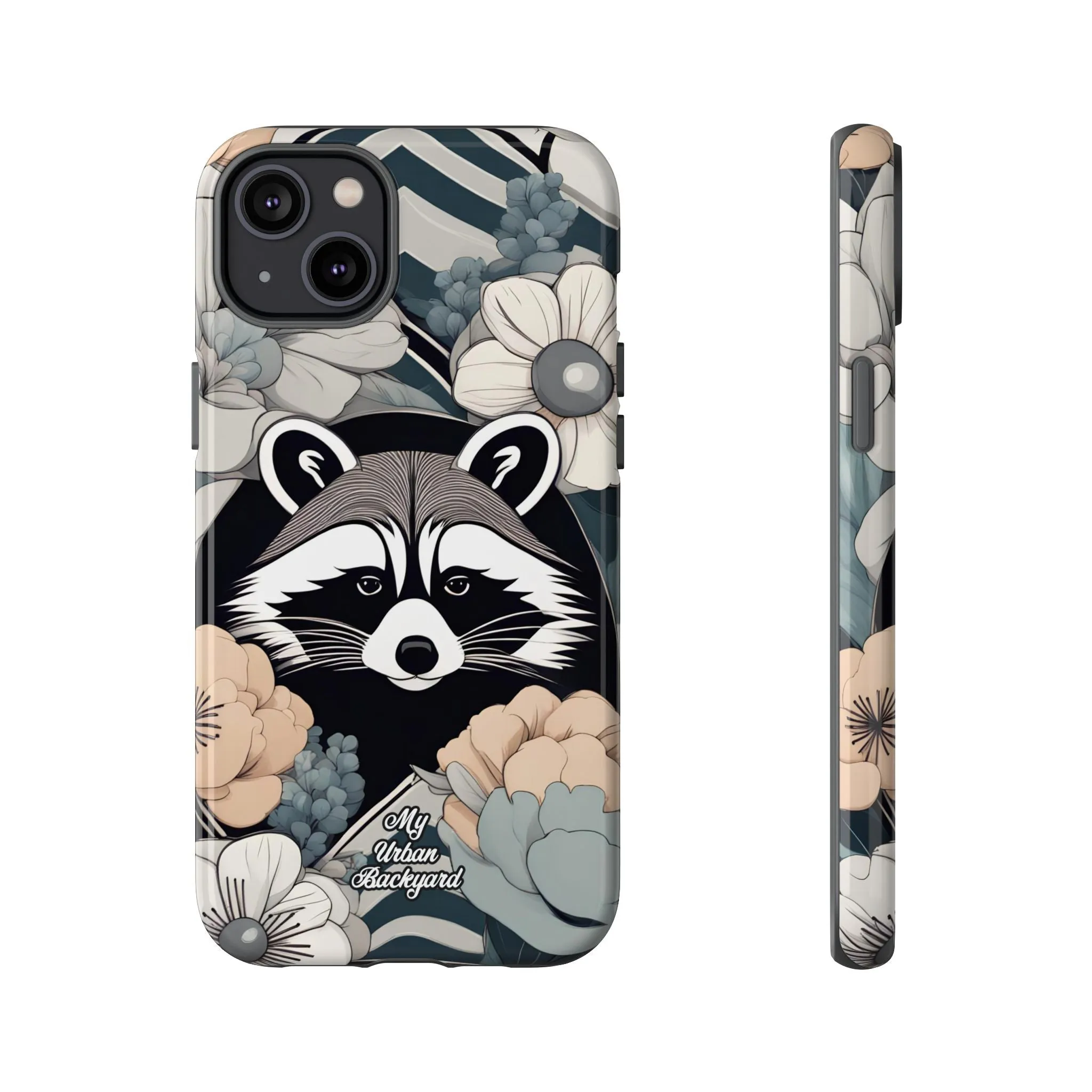 Art Deco Raccoon with Flowers, Cell Phone Case - Apple, Samsung, or Google Pixel