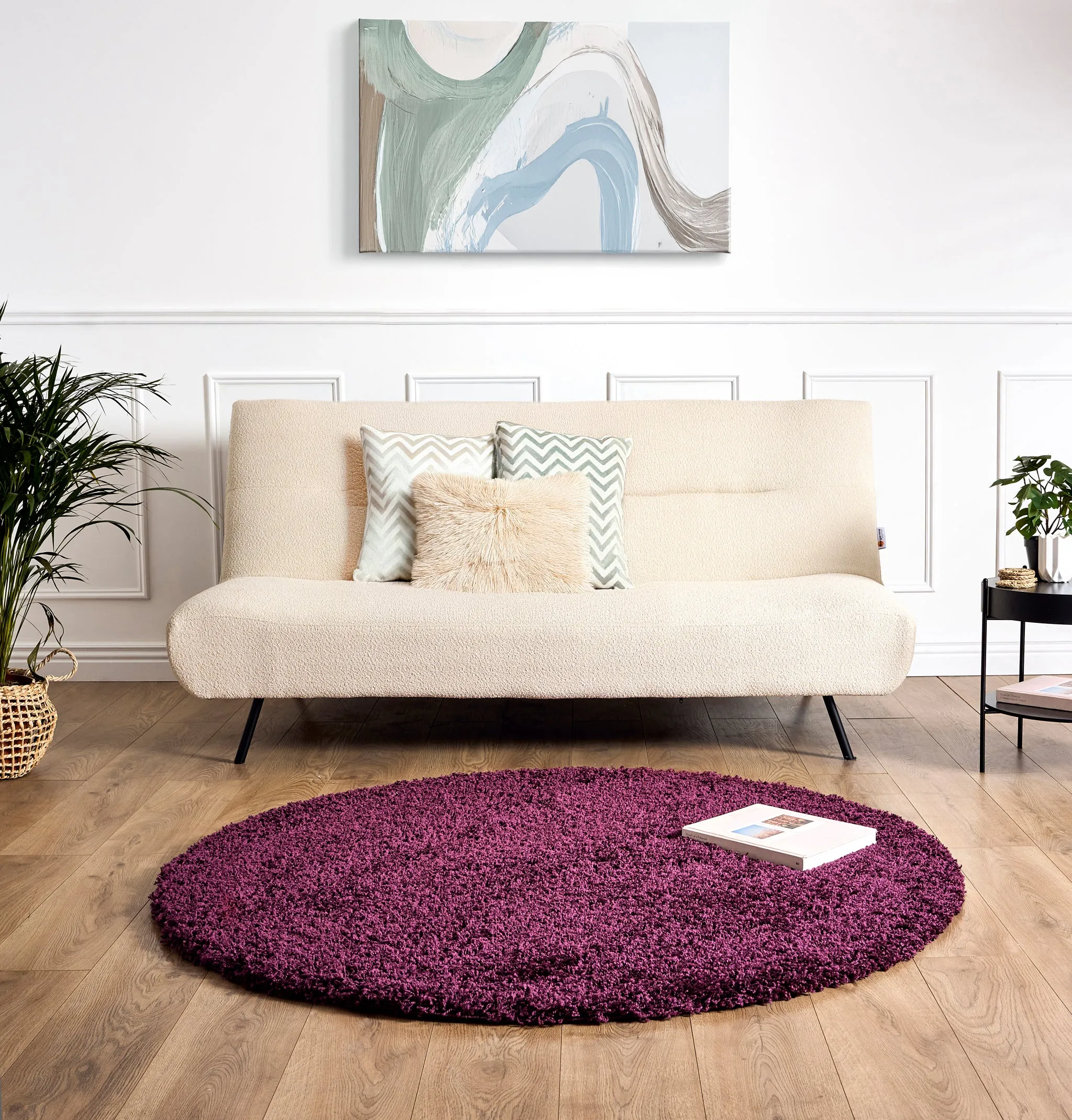 Aubergine Thick Shaggy Rug - California