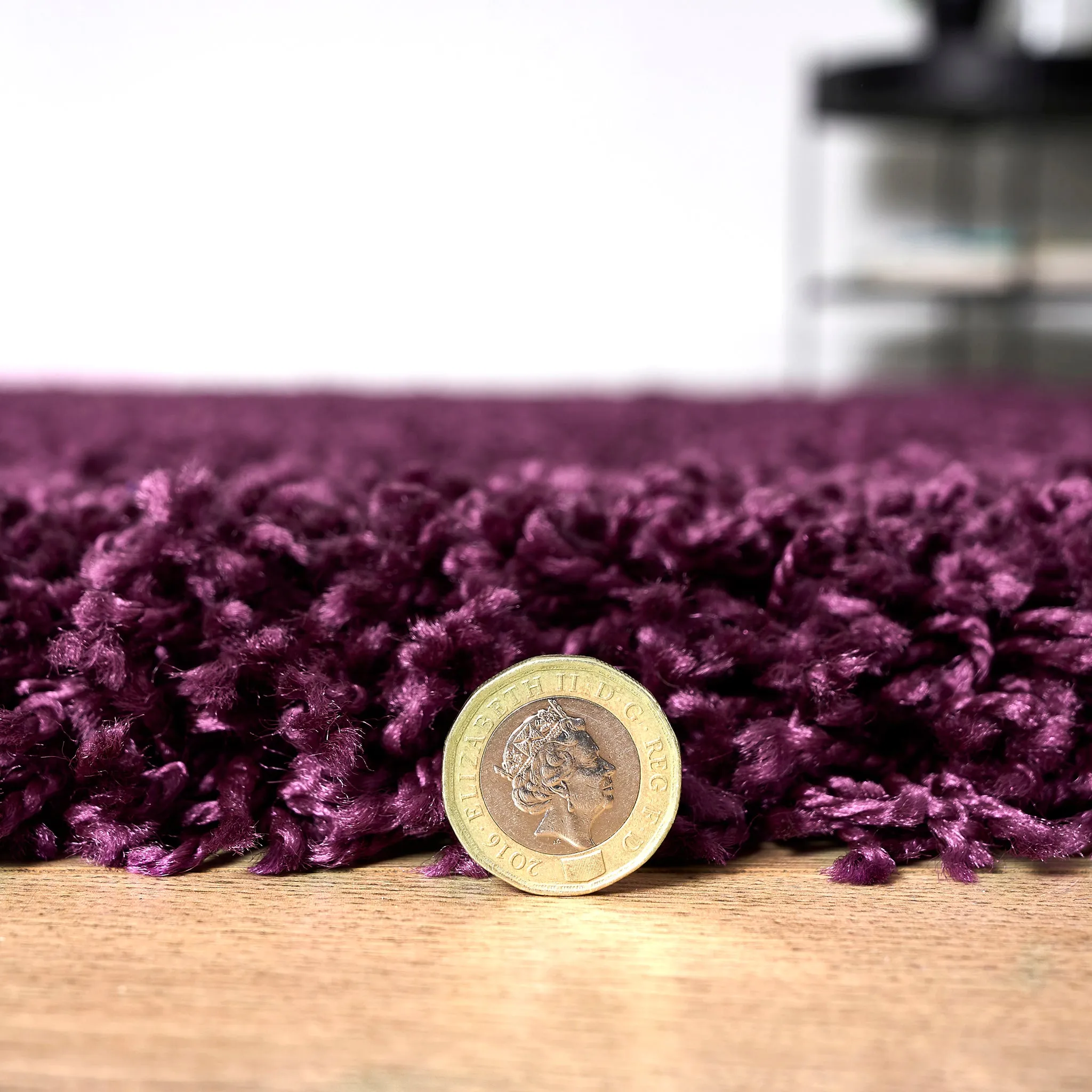 Aubergine Thick Shaggy Rug - California