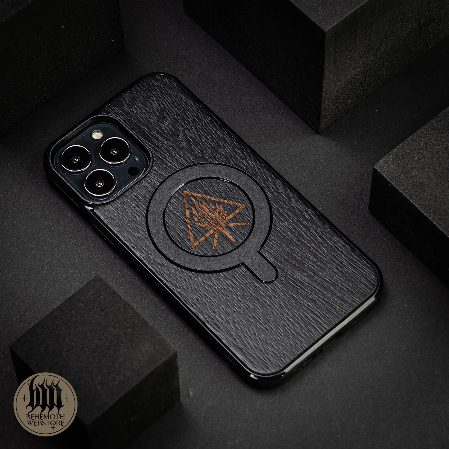 Behemoth 'The Unholy Trinity' Black Wooden MagSafe Phone Case