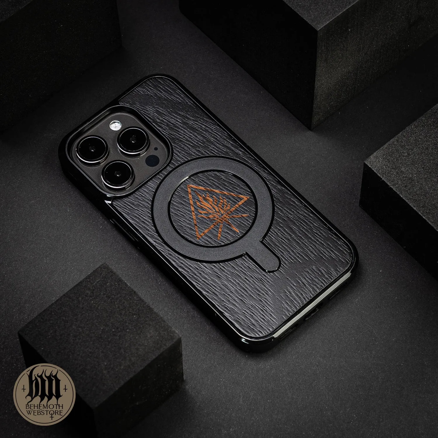 Behemoth 'The Unholy Trinity' Black Wooden MagSafe Phone Case