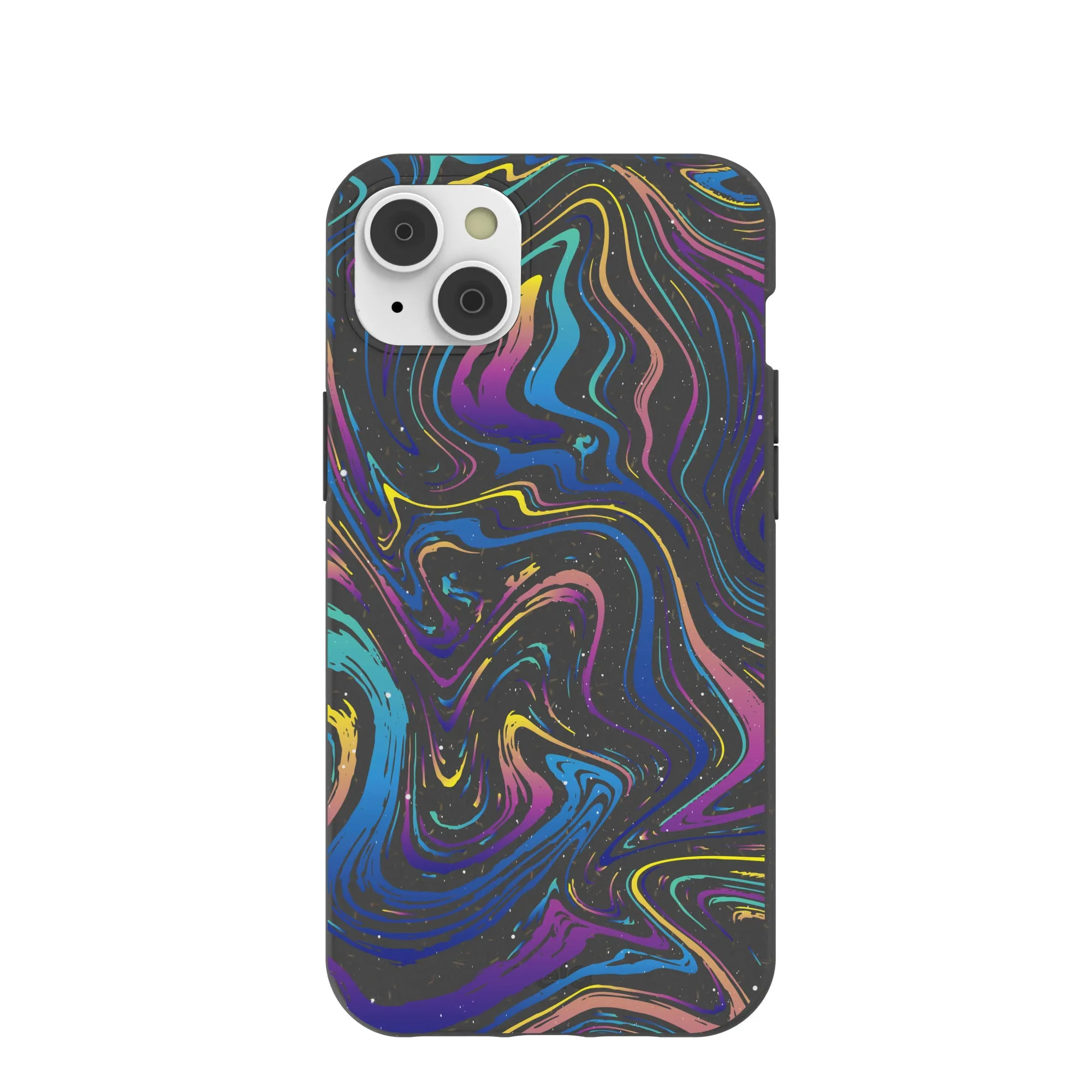 Black Galaxy Swirls iPhone 14 Plus Case with MagSafe Module