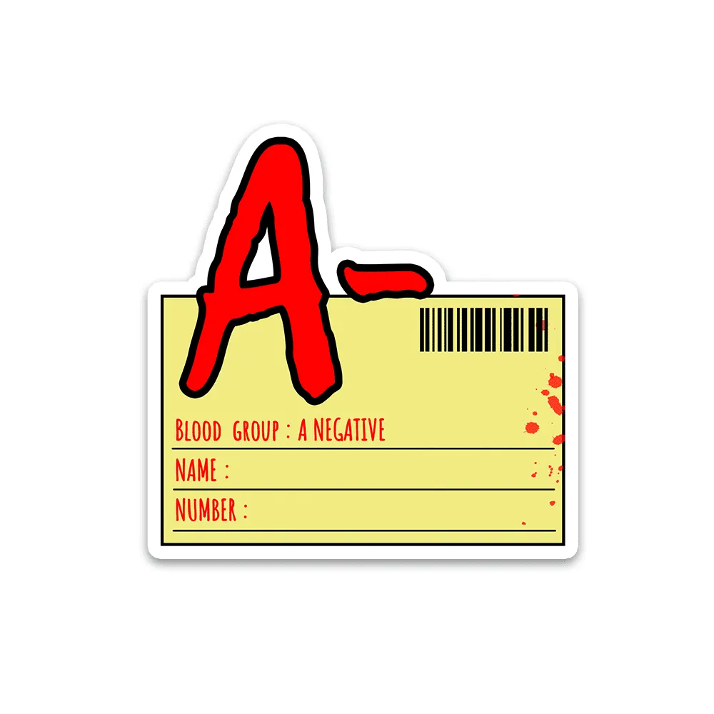 Blood group A Negative Reflective Sticker