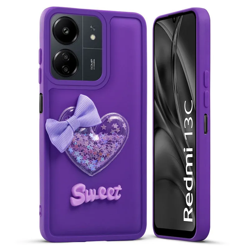 Bow Heart Cute Phone Back Cover for Redmi 13C 4G