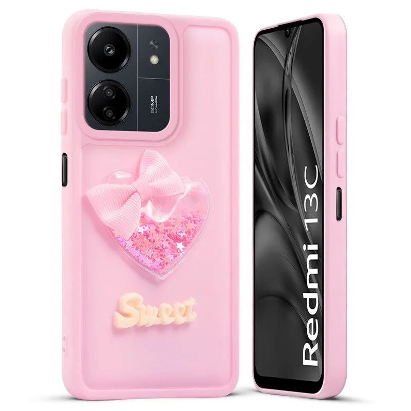 Bow Heart Cute Phone Back Cover for Redmi 13C 4G