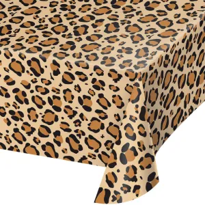 Bulk Leopard Print Plastic Table Covers (6 per Case)