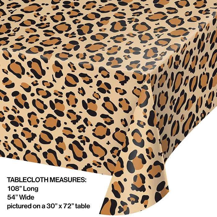 Bulk Leopard Print Plastic Table Covers (6 per Case)