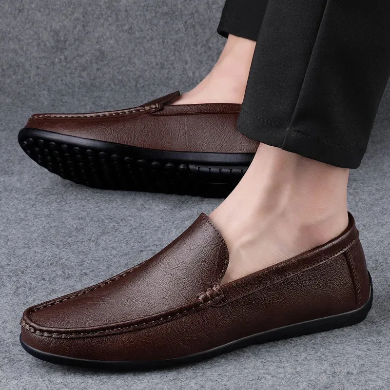 Classic Men's Slip-On Loafers with Smooth Finish