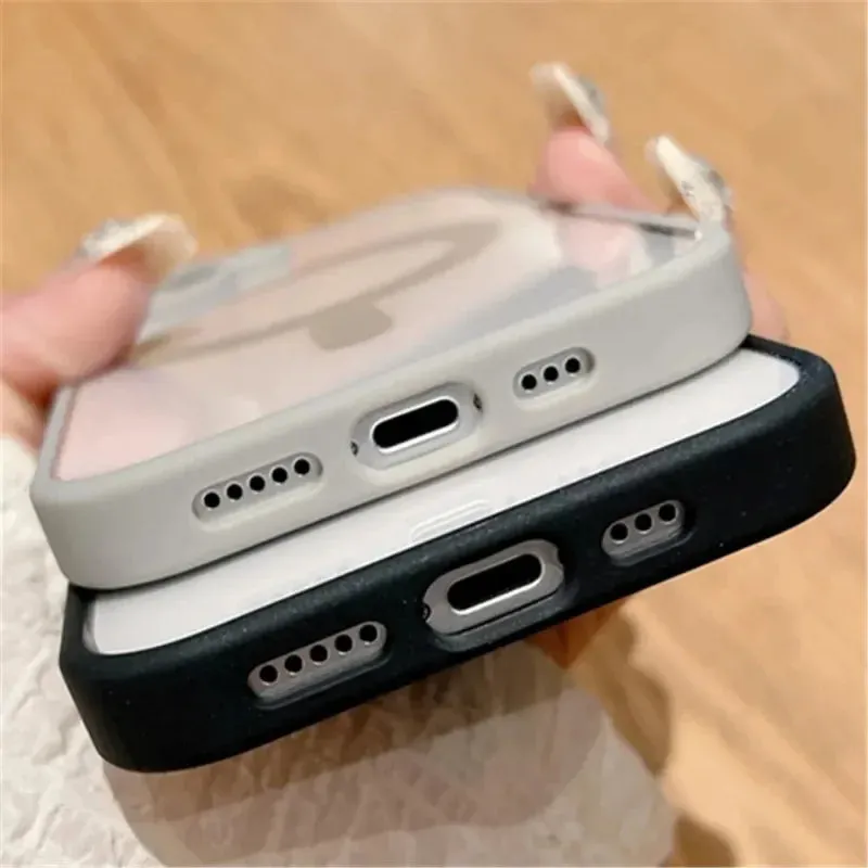 Clear iPhone 16 case with MagSafe support.