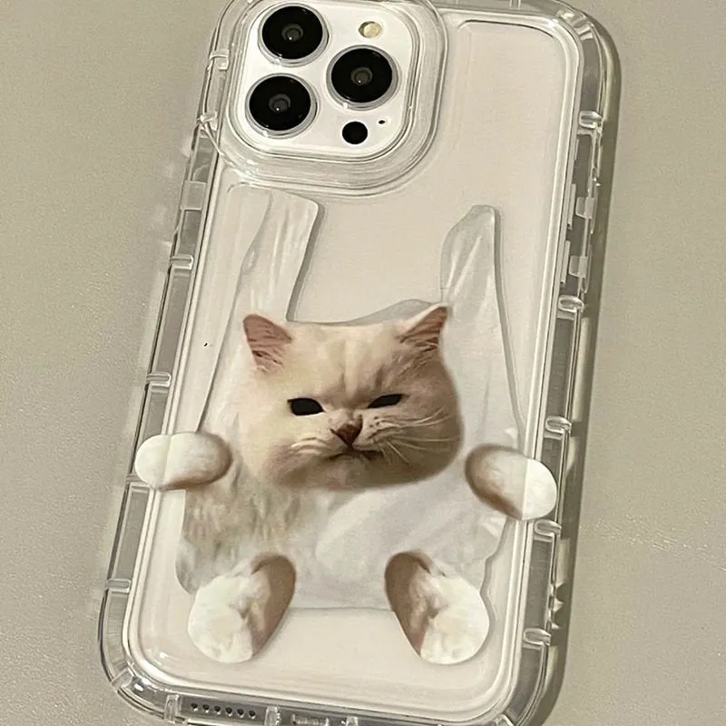 Cute Clear Pet Dog & Cat Picture Design Protective Shockproof Thick Case for iPhone 6 7 8 11 12 13 14 15 Pro Max Case X  XR XS Max Case