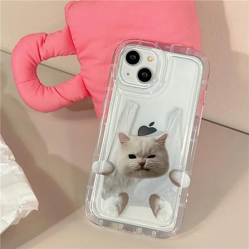 Cute Clear Pet Dog & Cat Picture Design Protective Shockproof Thick Case for iPhone 6 7 8 11 12 13 14 15 Pro Max Case X  XR XS Max Case