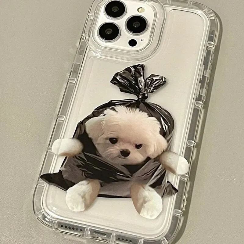 Cute Clear Pet Dog & Cat Picture Design Protective Shockproof Thick Case for iPhone 6 7 8 11 12 13 14 15 Pro Max Case X  XR XS Max Case