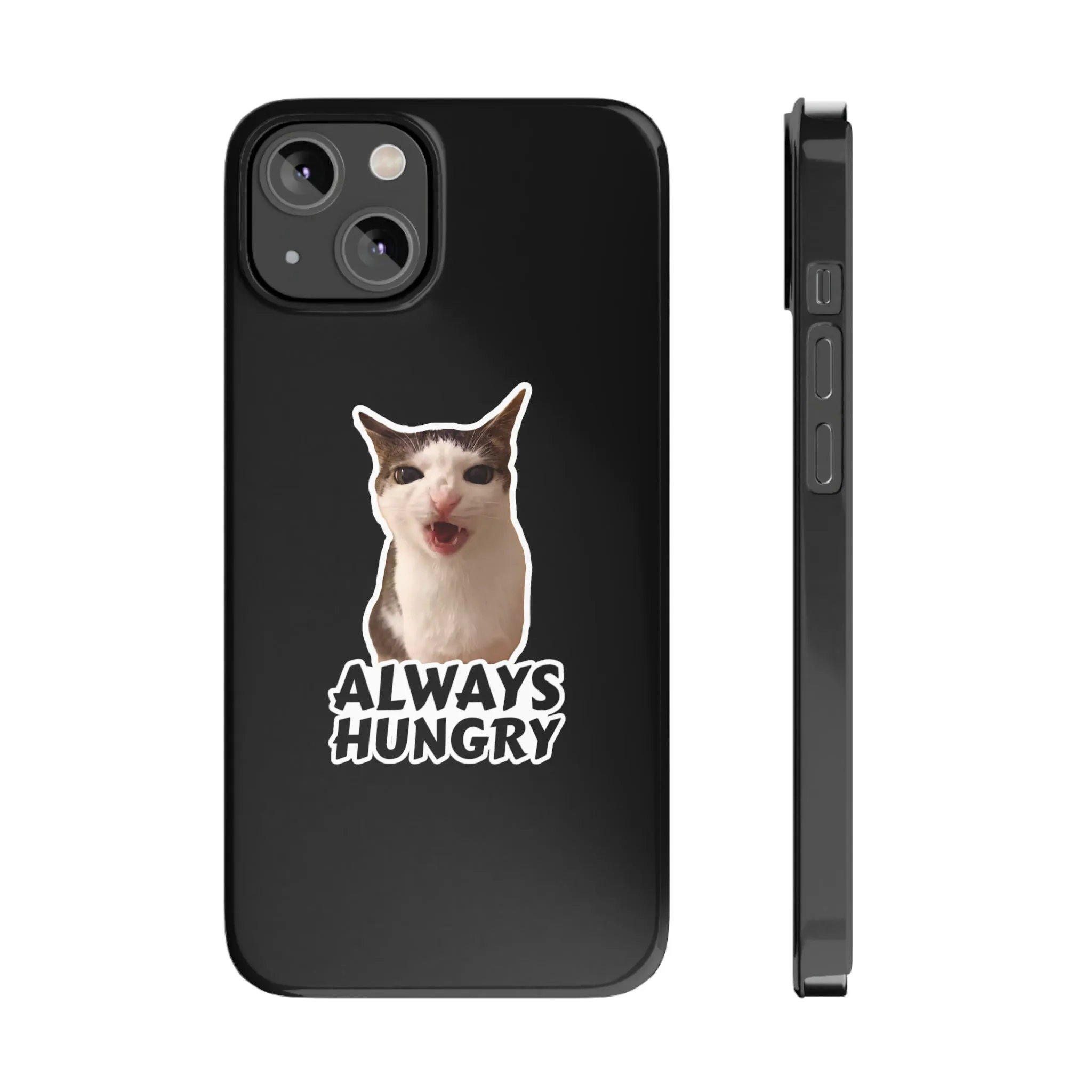 Eating Cat Meme Slim Phone Cases