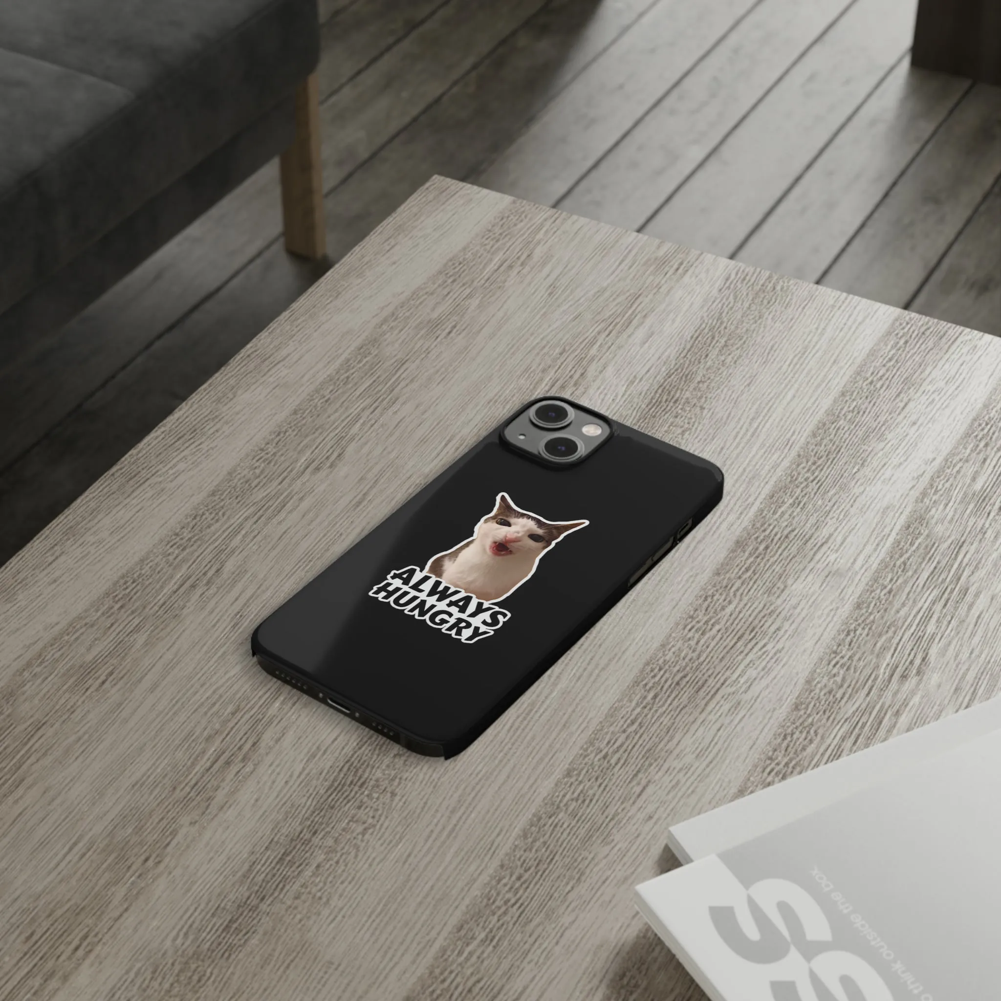 Eating Cat Meme Slim Phone Cases