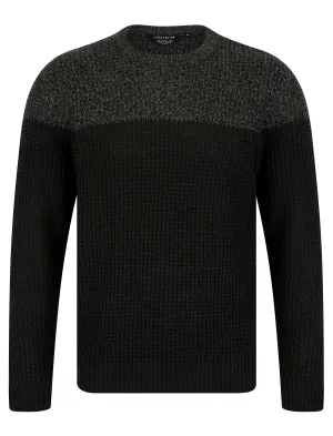 Eden Colour Block Knitted Jumper in Charcoal / Mid Grey Marl - Kensington Eastside