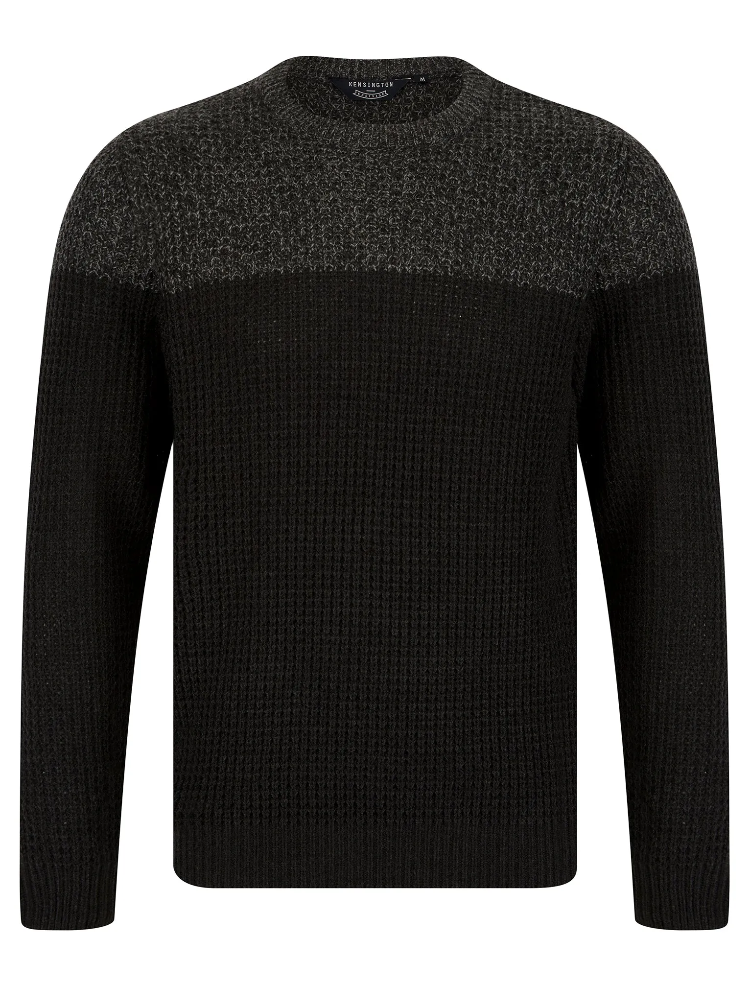 Eden Colour Block Knitted Jumper in Charcoal / Mid Grey Marl - Kensington Eastside