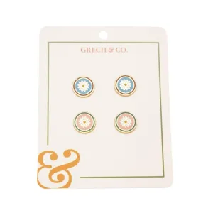 Enamel Earring-Kids set of 2 pairs - Flower