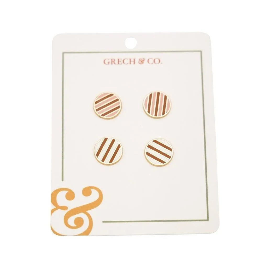 Enamel Earring-Kids set of 2 pairs - Stripes