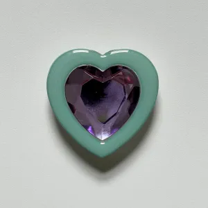 Green & Purple Heart Crystal Phone Grip