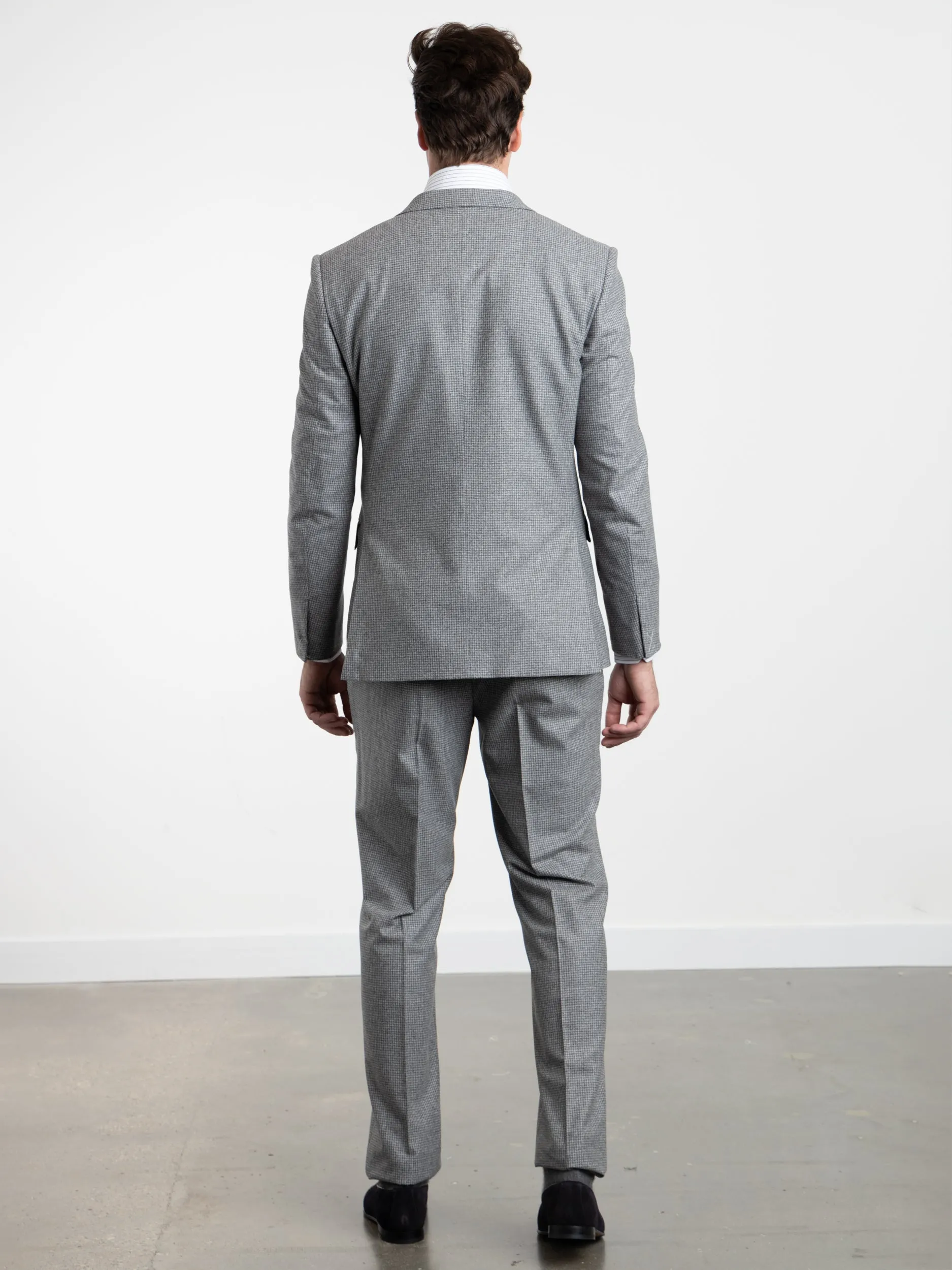 Grey Check Wool-Silk-Cashmere Suit