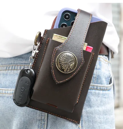 Leather Phone Belt Bag With Leather Belt