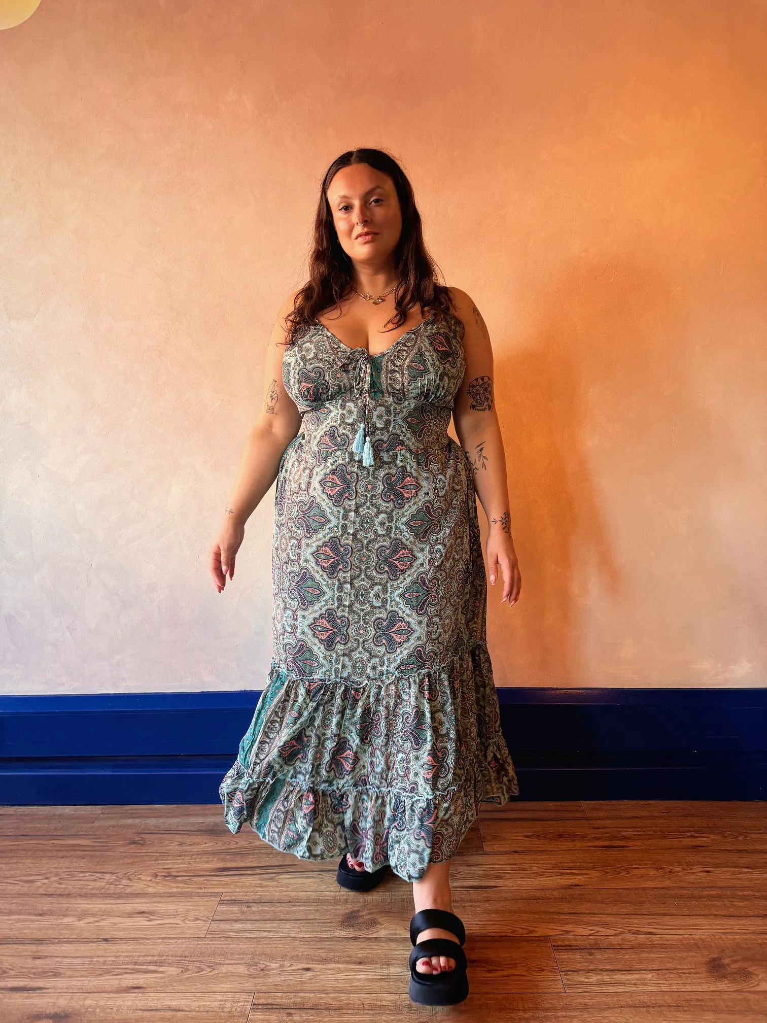 Liora Dress - Free Size (UK 8 - 16) - Blue Paisley - Ex Display