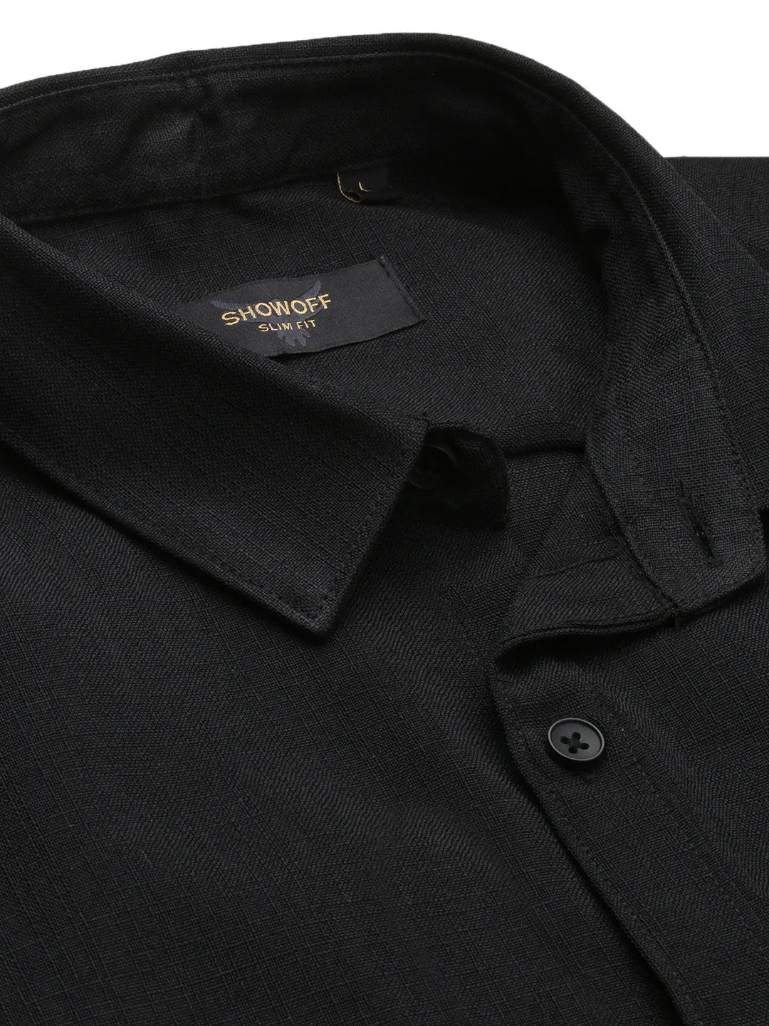 Men Black Solid Slim Fit Shirt