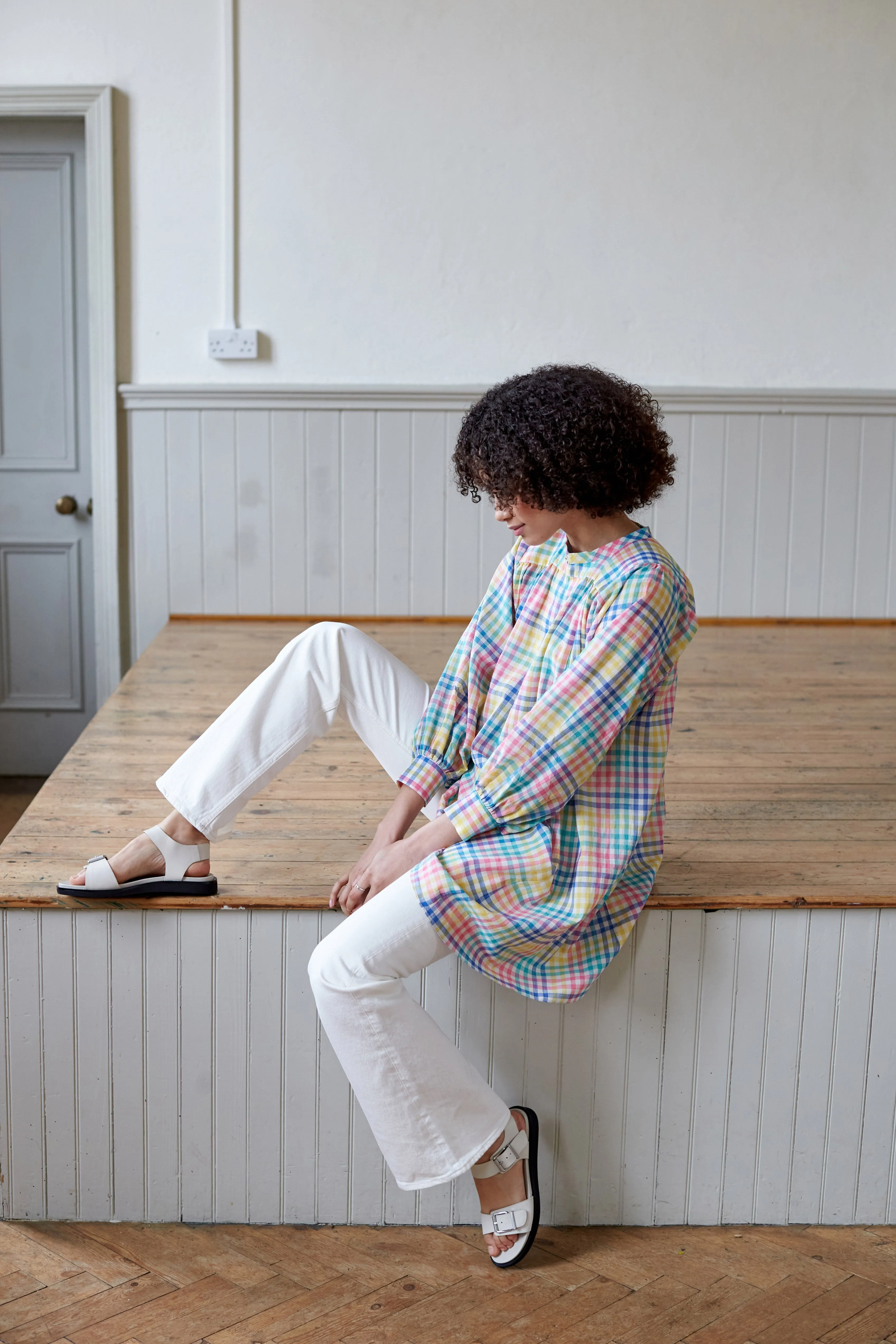 Mini Midhurst Dress in Rainbow Check