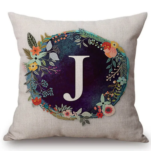 Nordic Floral Letter Pillow Cases