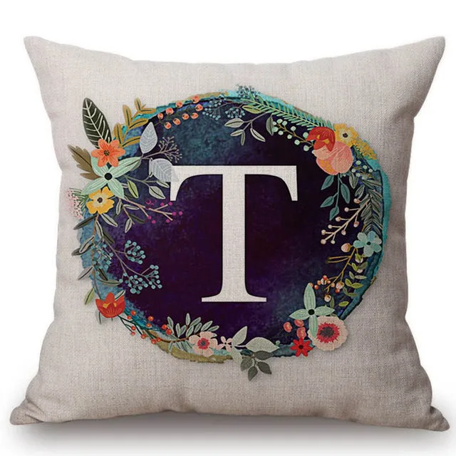 Nordic Floral Letter Pillow Cases